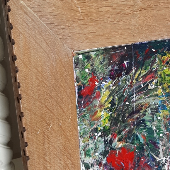 Riopelle style oil painting with wooden frame - Picture 2 of 6